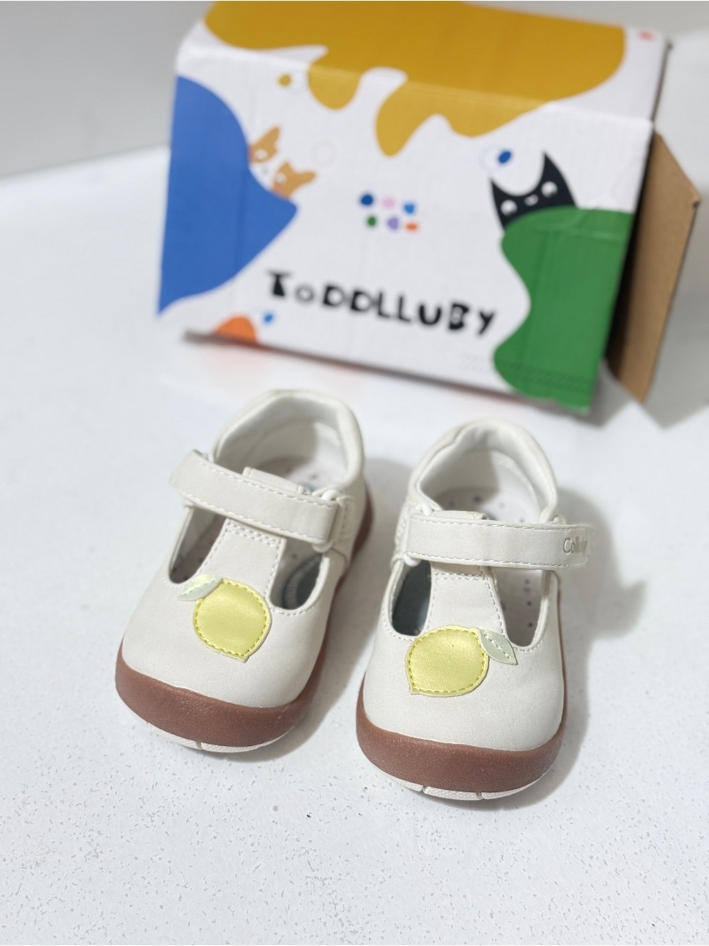 White and Yellow Baby Mary Jane Shoes